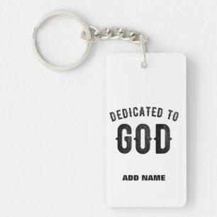 LLAVERO DEDICADO A DIOS TEXTO NEGRO PERSONALIZABLE GENIAL
