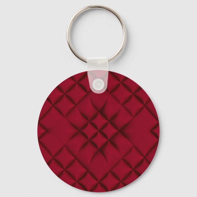 Llavero Deep Red Quilted Leather Pattern (Anverso)