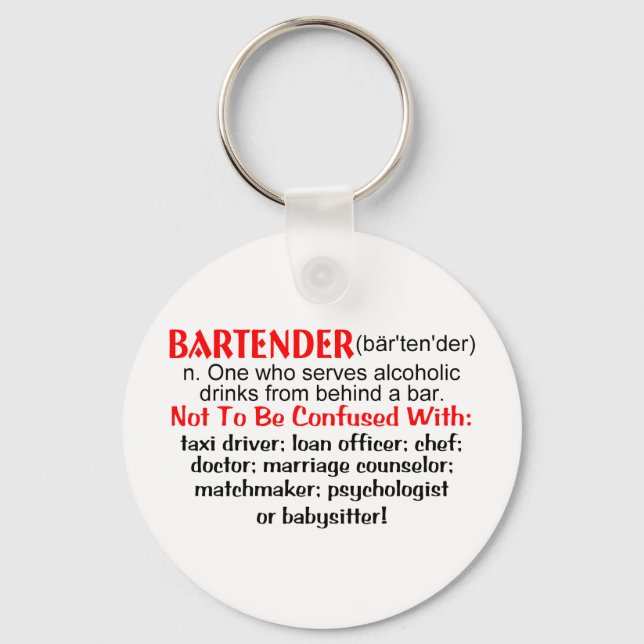 Llavero Definición de barman (Anverso)