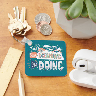 Llavero Deja de soñar, empieza a hacer Metalizado turquesa