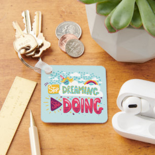 Llavero Deja de soñar, empieza a hacer Metalizado turquesa