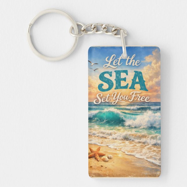 Llavero Deja que el mar te libere – olas relajantes del oc (Frente)