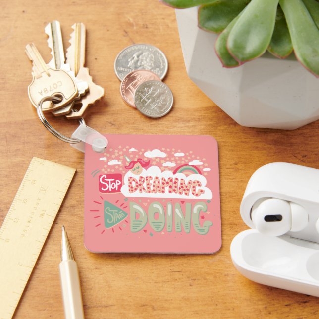 Llavero Dejar de soñar, empezar a hacer Salmón ligero Meta (Escritorio )