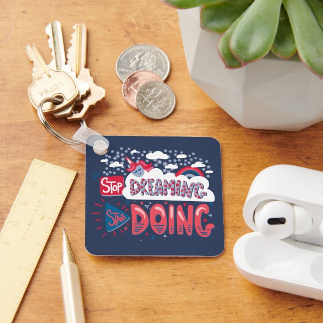 Llavero Dejen de soñar, empiecen a hacer Metalizado azul d (Escritorio )
