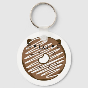 Llavero del buñuelo del gato del chocolate