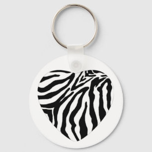 Llavero del corazón del estampado de zebra