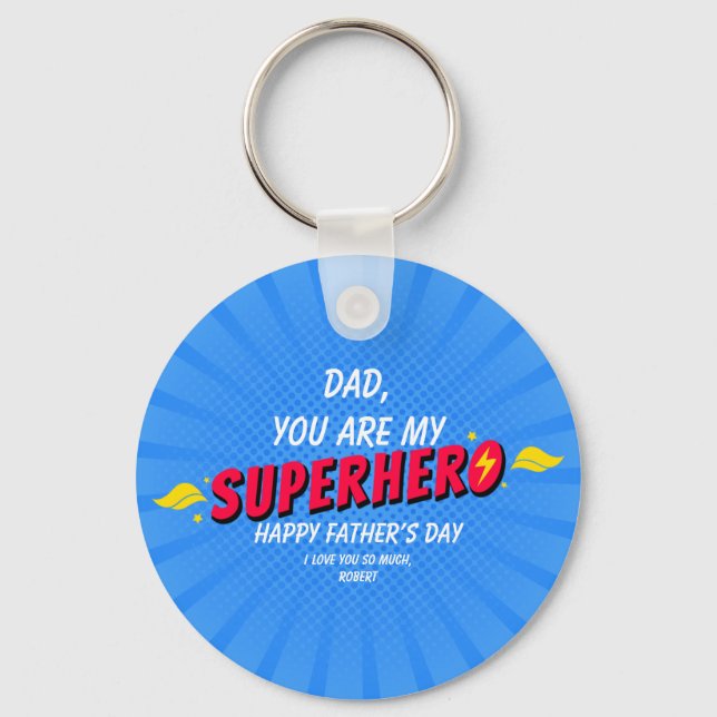 Llavero del Día del Padre de Superhéroe de Cómic A (Anverso)