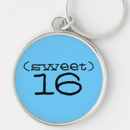 Llavero del dulce 16 en turquesa y negro