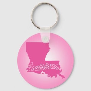 Llavero del estado de Louisiana rosa