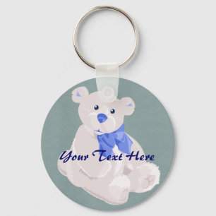 Llavero del oso azul y blanco