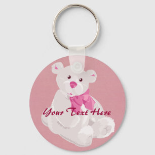 Llavero del oso rosado y blanco