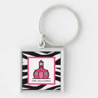 Llavero del profesor - estampado de zebra y rosa