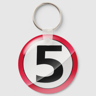 Llavero del rojo del número 5