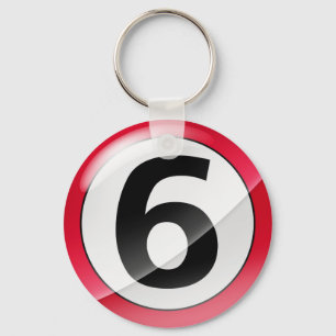 Llavero del rojo del número 6
