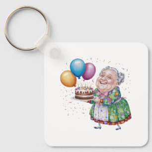 Llavero Delantal Floral Divertido para Abuela Cumpleaños A
