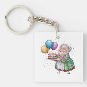 Llavero Delantal Floral Divertido para Abuela Cumpleaños A