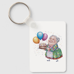 Llavero Delantal Floral Divertido para la Abuela Cumpleaño