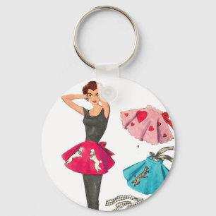 Llavero Delantal retro de la falda del caniche de la moda