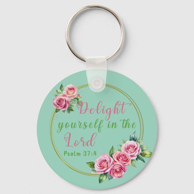 Llavero Deléitate en el Señor Metalizado Personalizado (Anverso)