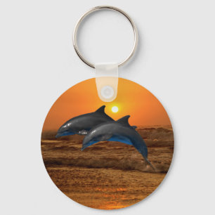 Llavero Delfín en botella al atardecer
