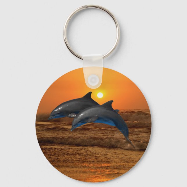 Llavero Delfín en botella al atardecer (Anverso)
