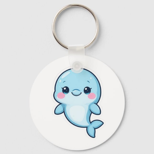 Llavero Delfín Kawaii Bebé Azul (Anverso)