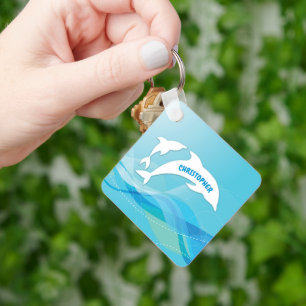 Llavero Delfín Saltando en Océano Personalizado