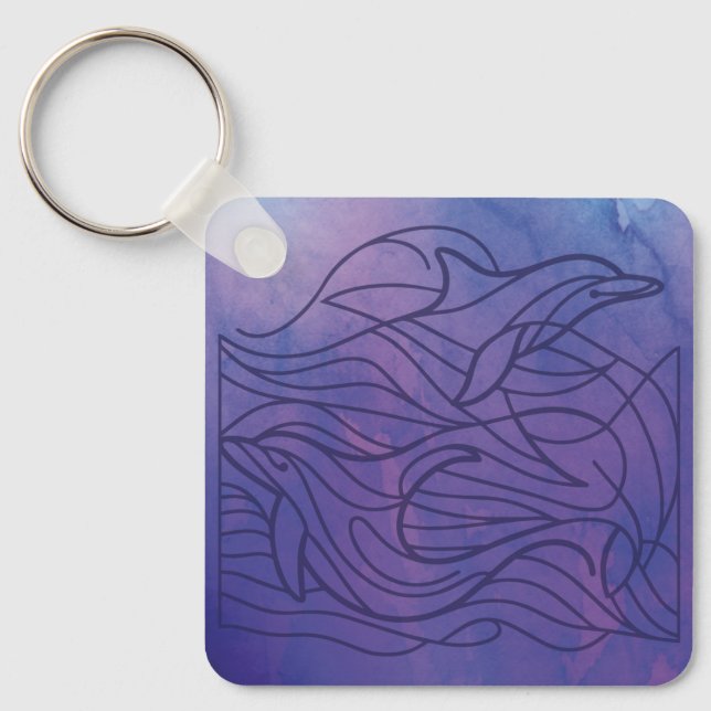 Llavero Delfines - Púrpura (Anverso)