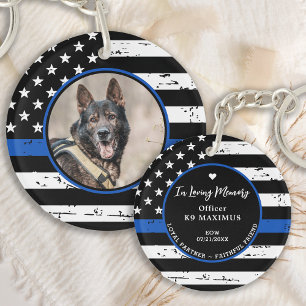 Llavero Delgada Línea Azul en recuerdo amoroso perro de l