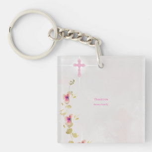 Llavero Delicada elegancia floral bautismo keychain