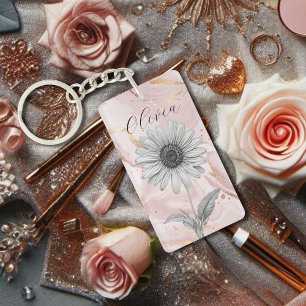 Llavero Delicada flor de margarita rosa Rubor