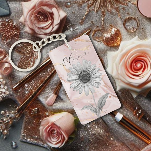 Llavero Delicada flor de margarita rosa Rubor (Subido por el creador)