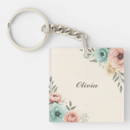 Llavero Delicado Boceto de Flores en Acuarela 