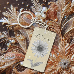 Llavero Delicado Personalizado Gold Daisy Flower