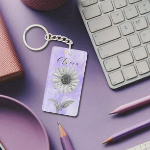 Llavero Delicado Personalizado Lavender Daisy Flower