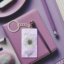 Llavero Delicado Personalizado Lavender Daisy Flower