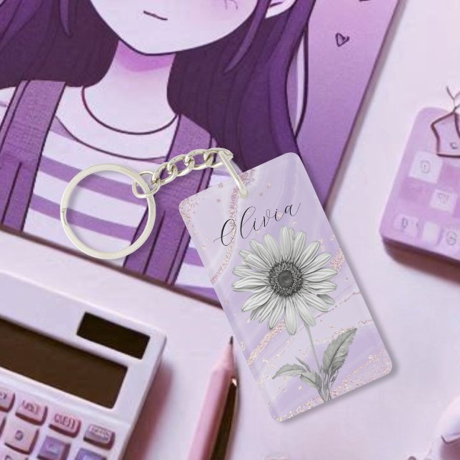 Llavero Delicado Personalizado Lavender Daisy Flower (Subido por el creador)