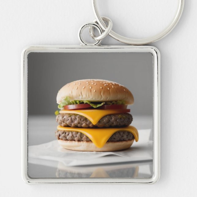 Llavero Deliciosa hamburguesa de queso en los tópicos (Frente)
