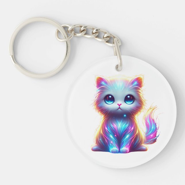 Llavero Delicioso gato colorido (Frente)