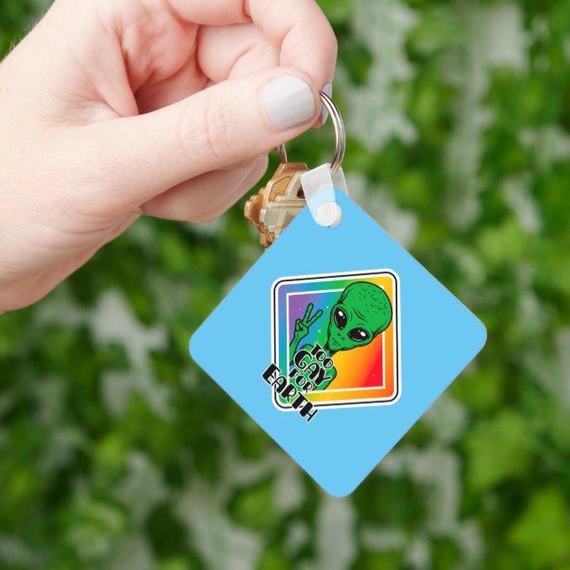 Llavero Demasiado gay para la Tierra Funny OVNI alienígena (Mano)