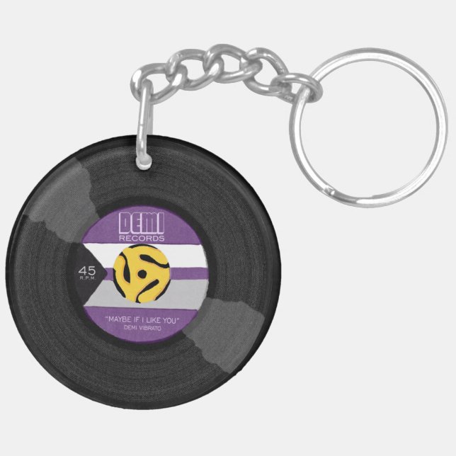 Llavero Demi Records Demisexual Orgullo Vinyl LGBTQ (Atrás Derecha)