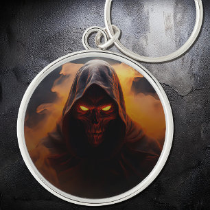 Llavero Demon oscuro con naranja humo halloween Keychain