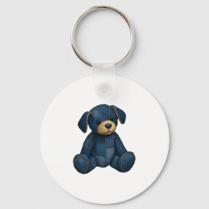 Llavero Denim Puppy Dog Art Divertido Perro Denim camiseta