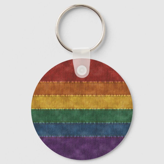 Llavero Denim texturado Seamless LGBTQ Prima Arcoiris Band (Anverso)