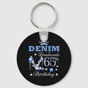 Llavero Denim y Diamantes 65 Cumpleaños Tacones Alto Coron