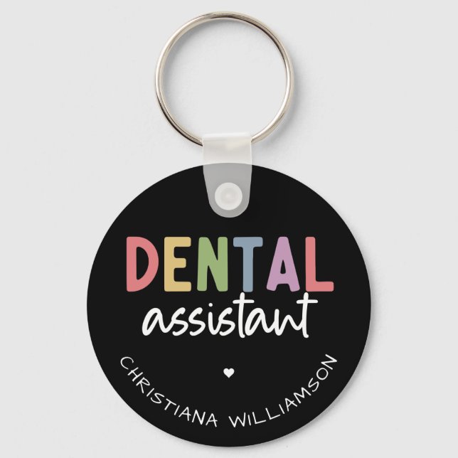 Llavero Dental Assistant de nombre personalizado (Anverso)
