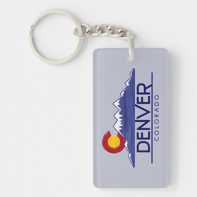 Llavero Denver Colorado wood mountains keychain (Frente)
