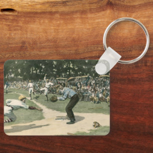 Llavero Deportes Antiguos, Jugador de Béisbol Deslizándose