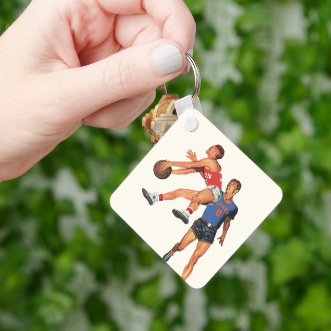 Llavero Deportes de época, jugadores de baloncesto en un j (Mano)