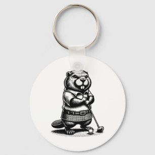 Llavero Deportes de Rodent de Beaver Golfer Swing